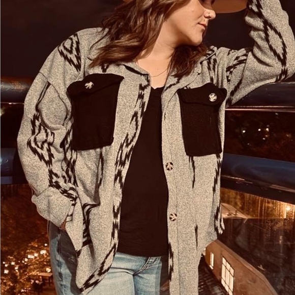 Western women’s boho light printed shacket - Picture 4 of 4